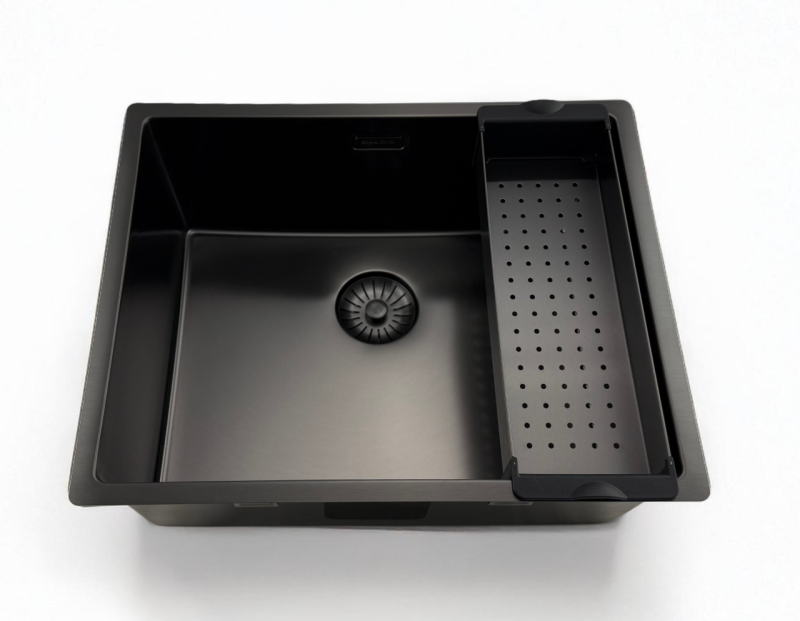 Pure.Sink Prestige zlew 50x40 cm PVD Gun Metal 10 mm promień podwieszany, wpuszczany i nablatowy PPG5040-61