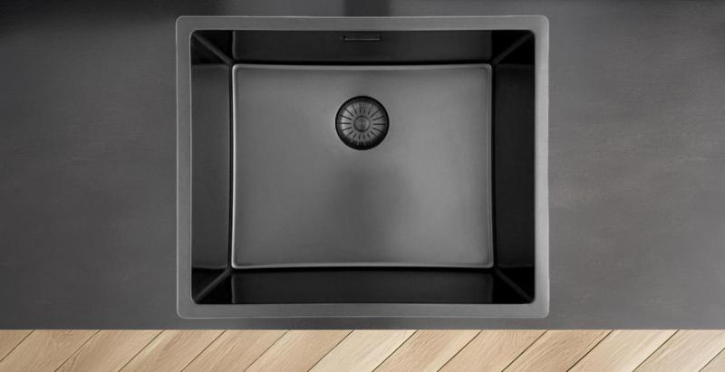 Pure.Sink Prestige zlew 50x40 cm PVD Gun Metal 10 mm promień podwieszany, wpuszczany i nablatowy PPG5040-61