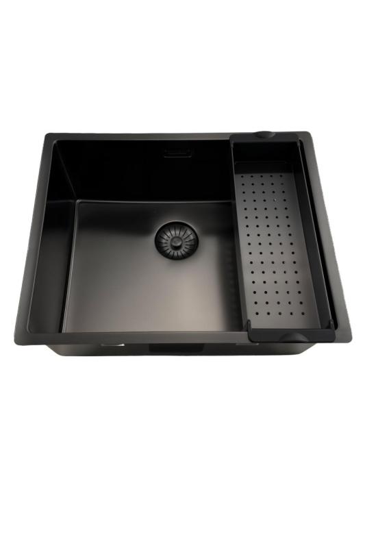 Pure.Sink Prestige zlew 50x40 cm PVD Gun Metal 10 mm promień podwieszany, wpuszczany i nablatowy PPG5040-61
