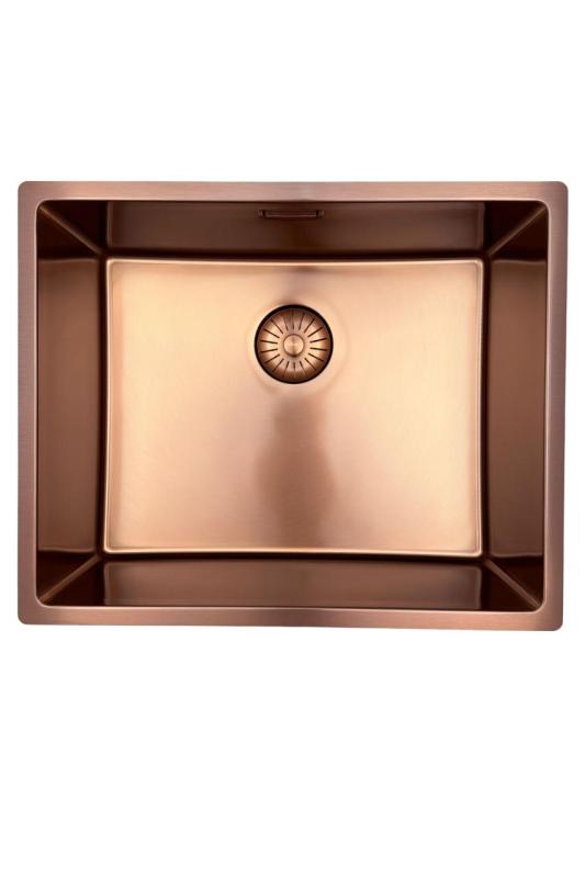 Pure.Sink Prestige zlew 50x40 cm PVD Miedź 10mm promień podwieszany, płaskomontażowy i nadblatowy PPG5040-62