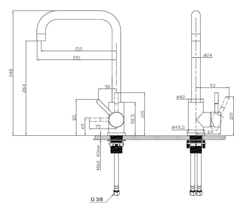 Pure.Sink Elite Steel Pure bateria kuchenna PVD szczotkowane złoto PS8010-60