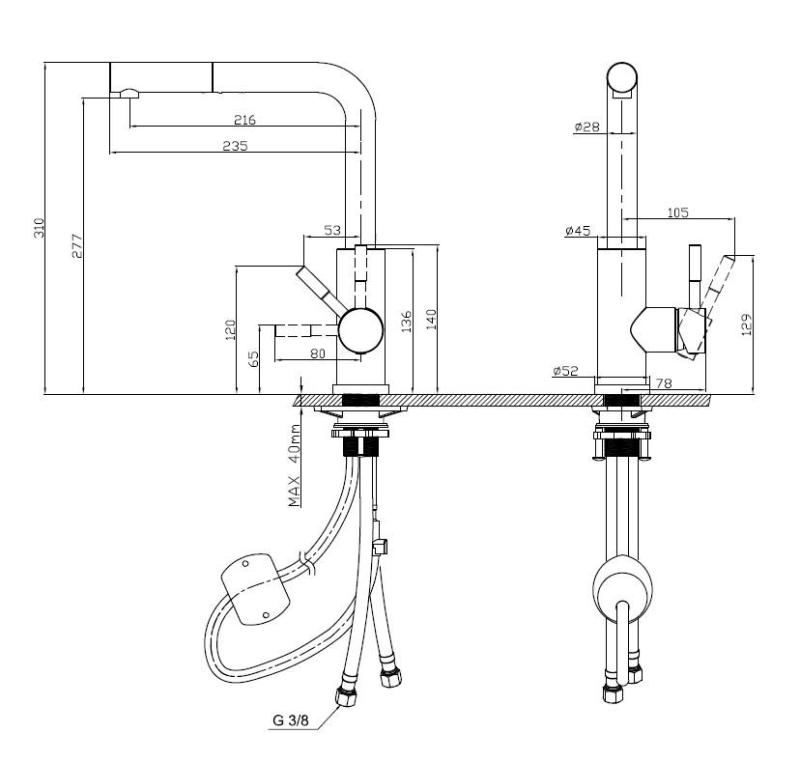 Pure.Sink Elite Steel Spark-S kran kuchenny ze stali nierdzewnej z wyciąganą wylewką PS8041-02