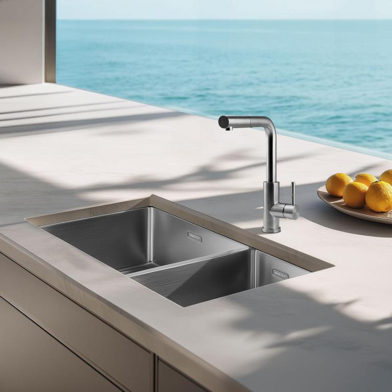 Pure.Sink Elite Steel Spark-S kran kuchenny ze stali nierdzewnej z wyciąganą wylewką PS8041-02