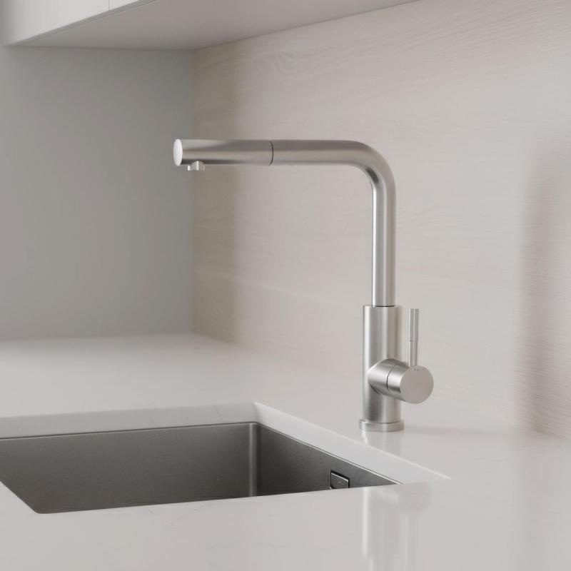 Pure.Sink Elite Steel Spark-S kran kuchenny ze stali nierdzewnej z wyciąganą wylewką PS8041-02