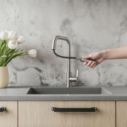 Pure.Sink Elite Steel Crystal-S bateria kuchenna ze Stali Nierdzewnej z wyciąganą wylewką PS8050-02
