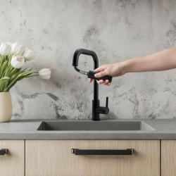 Pure.Sink Elite Steel Crystal-S bateria kuchenna Matowa Czarna z wyciąganą wylewką PS8050-10