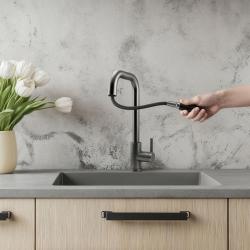 Pure.Sink Elite Steel Crystal-S bateria kuchenna PVD Gun metal z wyciąganą wylewką PS8050-61
