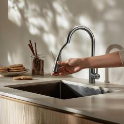 Pure.Sink Elite Steel Stream-S kran kuchenny ze stali nierdzewnej z wyciąganą wylewką PS8045-02