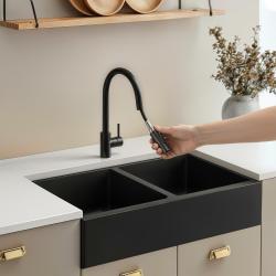 Pure.Sink Elite Steel Stream-S kran kuchenny matowa czerń z wyciąganą wylewką PS8045-10