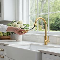 Pure.Sink Elite Steel Stream-S bateria kuchenna PVD szczotkowane złoto z wyciąganą wylewką PS8045-60