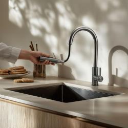 Bateria kuchenna Pure.Sink Elite Steel Stream-S PVD Gun Metal z wyciąganą wylewką PS8045-61