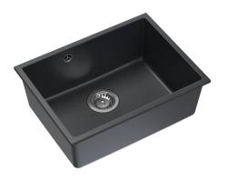 Quadri Elston Antracytowy Granitowy Zlew Podwieszany 495x360mm z Korkiem ze Stali Nierdzewnej 1208967659