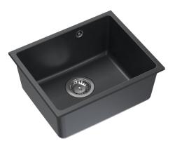 Quadri Elston Antracytowy Granitowy Zlewozmywak Podwieszany 420x335mm z Korkiem ze Stali Nierdzewnej 1208967660