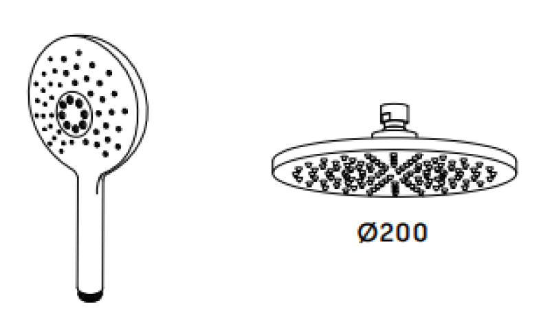 Waterevolution Flow termostatyczny zestaw prysznicowy z deszczownicą chrom 200mm okrągły T141TNR01