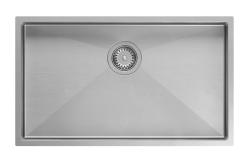 Aquadesign Zara RVS Zlew 74x44cm do montażu podszafkowego, montażu równego i montażu nawierzchniowego z korkiem ze stali nierdzewnej - 1208967758