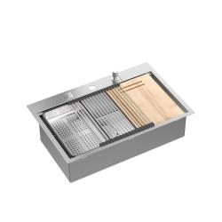 Aquadesign Vesta RVS Zlew 76x49cm Montaż na blacie i wpuszczany z miejscem na baterię, w zestawie korek RVS i akcesoria - 1208967762