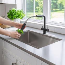 Quadri Ellesmere Bateria Kuchenna Czarna 3-drożna z dodatkowym przyłączem do filtrowanej wody 1208967780