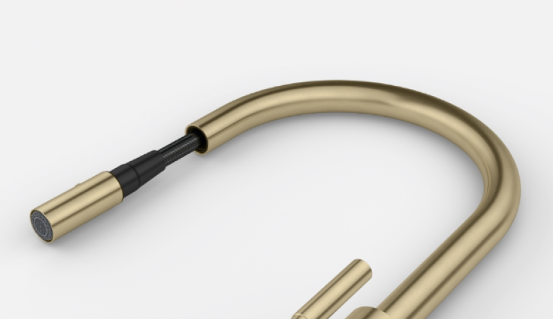 Franke Mythos Masterpiece Kran Kuchenny Złoty z Wylewką w Kształcie Litery J i Wyciąganą Wylewką - 115.0711.558