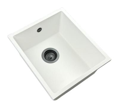 GraniteMy Universal Biały granitowy zlew 34x40 cm biały montaż natynkowy i podblatowy z korek z brązu 1208967904