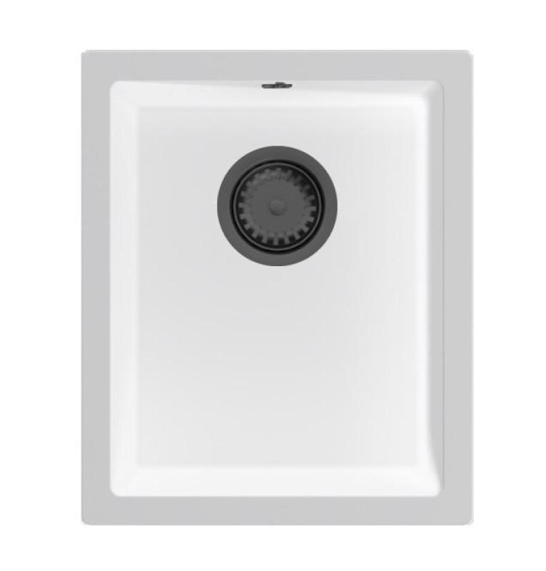 GraniteMy Universal Biały granitowy zlew 34x40 cm biały montaż natynkowy i podblatowy z korek z brązu 1208967904