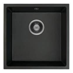 GraniteMy Universal Czarny Zlewozmywak Granitowy 40x40 cm czarny montaż nablatowy, podwieszany i wpuszczany z korkiem Gun metal 1208967906