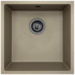 GraniteMy Universal Taupe Zlewozmywak granitowy 40x40 cm montaż na blacie, pod blatem i na równi z blatem z korkiem w kolorze gun metal - 1208967913