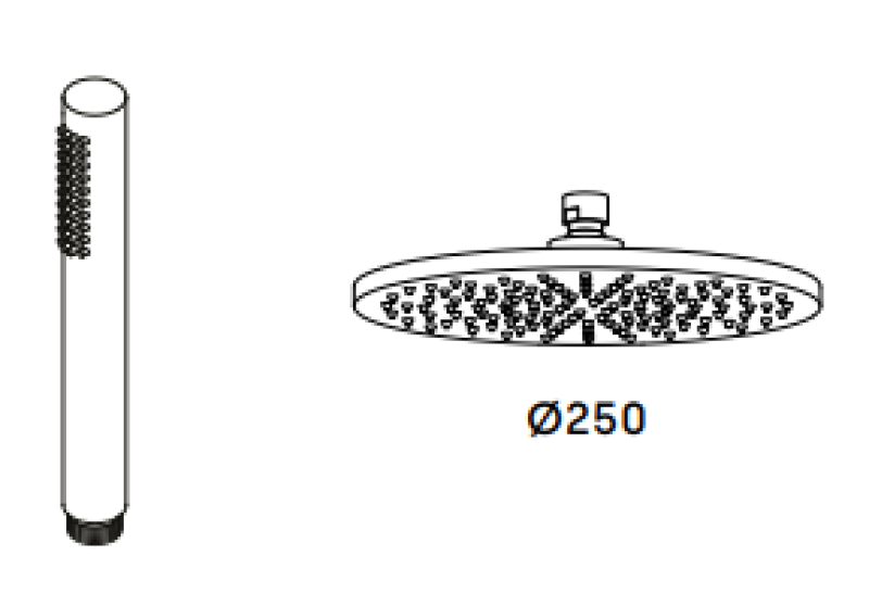 Waterevolution Flow drógłowicowy mieszacz prysznicowy z ręcznym i głównym prysznicem, gun metal 250mm T131N25GME