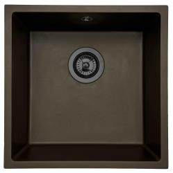 GraniteMy Uniwersalny Zlew Kuchenny z Granitu 40x40 cm montaż nablatowy, podblatowy i wpuszczany z zatyczką w kolorze gun metal - 1208967917