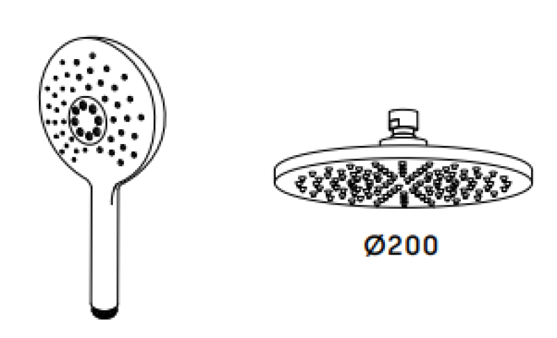 Waterevolution Flow drieweg douchemengkraan met hoofddouche en ronde handdouche licht goud T131NRWGE