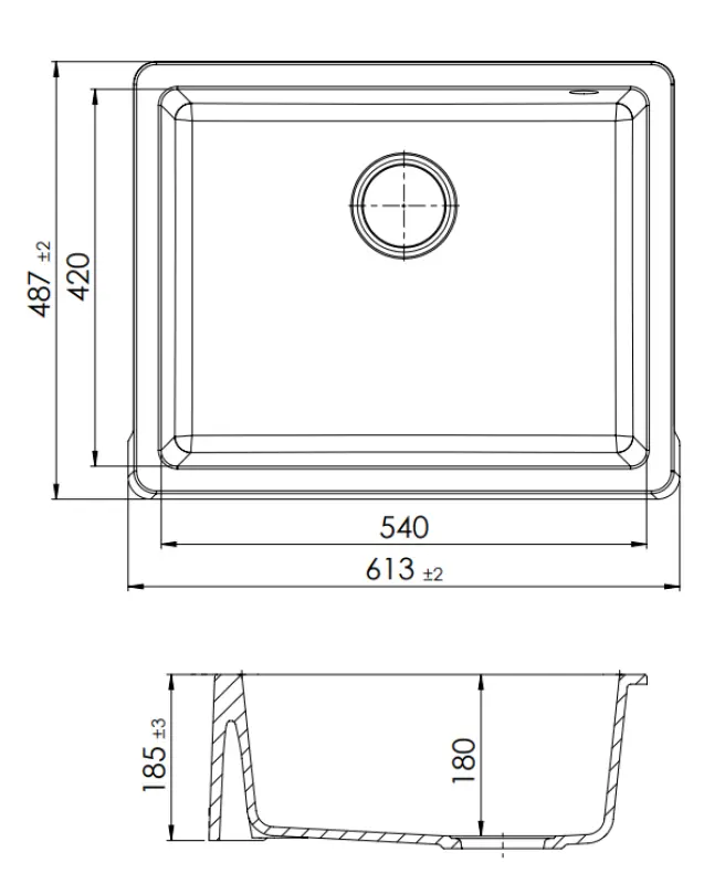GraniteMy Tradition Wiejska Zlewozmywak Granitowy 60x48 cm Czarny Podwieszany i Na Poziomie z Korek Gun metal 1208967939