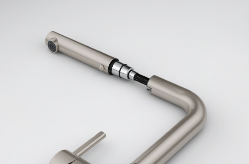 Franke Active Twist Jednouchwytowa Bateria w kolorze stali nierdzewnej z wyciąganą wylewką i zintegrowanym sterowaniem odpływem 115.0653.505