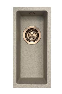 GraniteMy Universal granitowy beżowy piasek mała umywalka 17x40 cm montaż natynkowy, podblatowy i wpuszczany z miedzianą zatyczką 1208968004