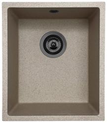 GraniteMy Universal granitowy beżowy zlewozmywak piaskowy 34x40 cm do montażu na blacie, pod blatem i na równi z blatem z korkiem gun metal 1208968011