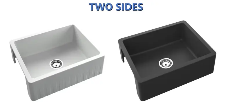 GraniteMy Tradition Zlewozmywak Wiejski - Dwustronny Granitowy Zlew 60x48 cm Biały podblatowy z korkiem Gun metal 1208968028