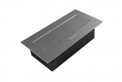 Gniazdo meblowe 2x gniazdo z uziemieniem, USB A+C, kabel zasilający z wtyczką, alu