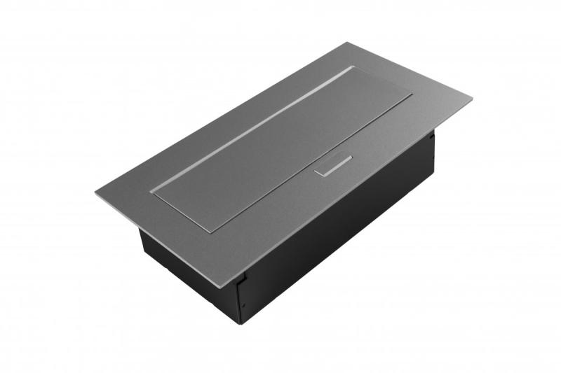 Gniazdo meblowe 2x gniazdo z uziemieniem, USB A+C, kabel zasilający z wtyczką, alu