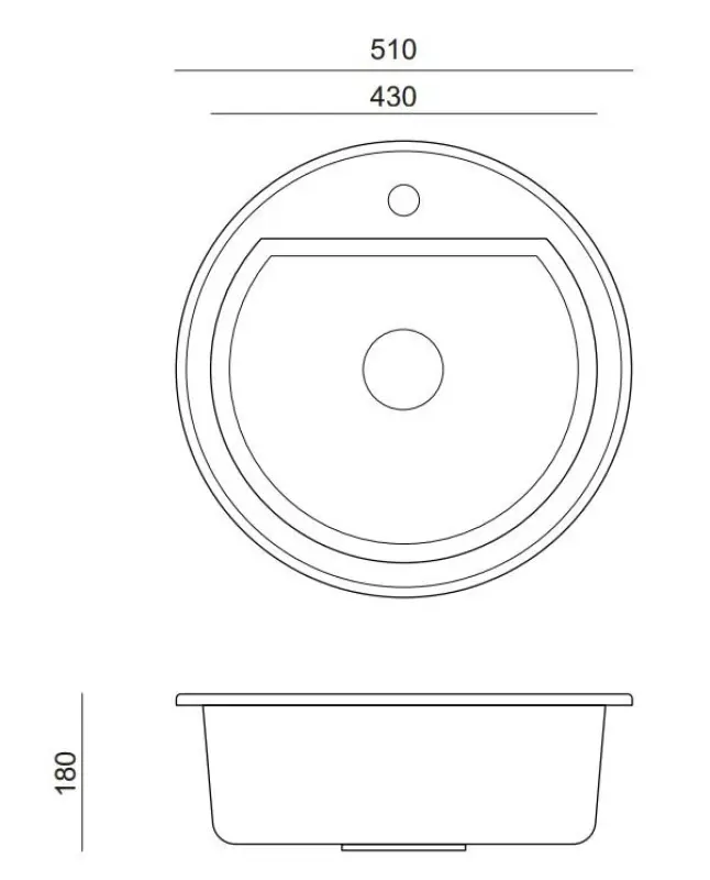 Quadri Norwich Szary Granitowy Okrągły Zlew 51 cm Nabudowa - 1208969496
