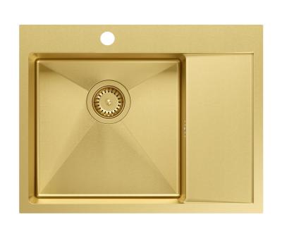 Aquadesign Clara Zlew złoty 62x48cm Montaż natynkowy lub podblatowy z ociekaczem, otworem na baterię i złotą zatyczką - 1208969502