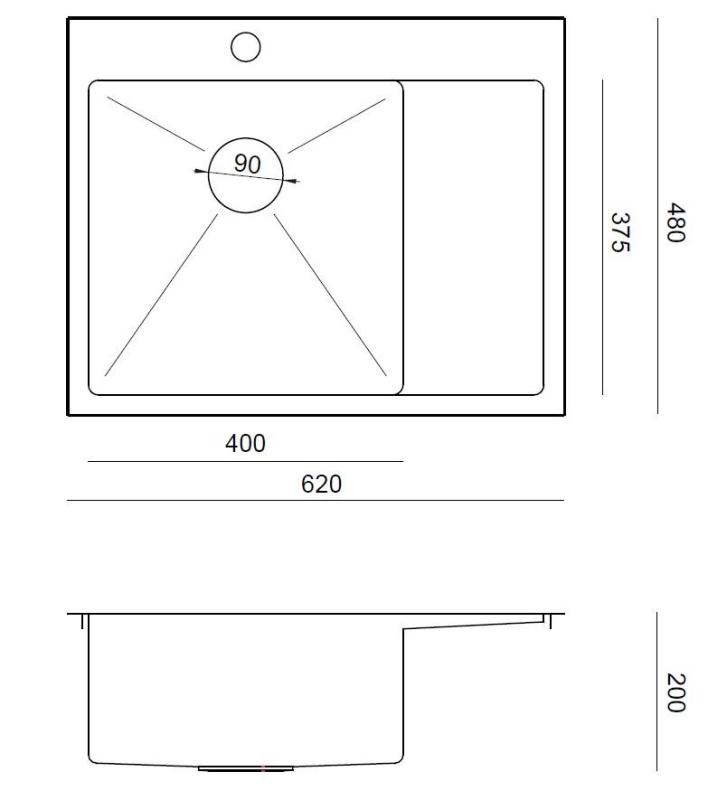 Aquadesign Clara Zlew złoty 62x48cm Montaż natynkowy lub podblatowy z ociekaczem, otworem na baterię i złotą zatyczką - 1208969502