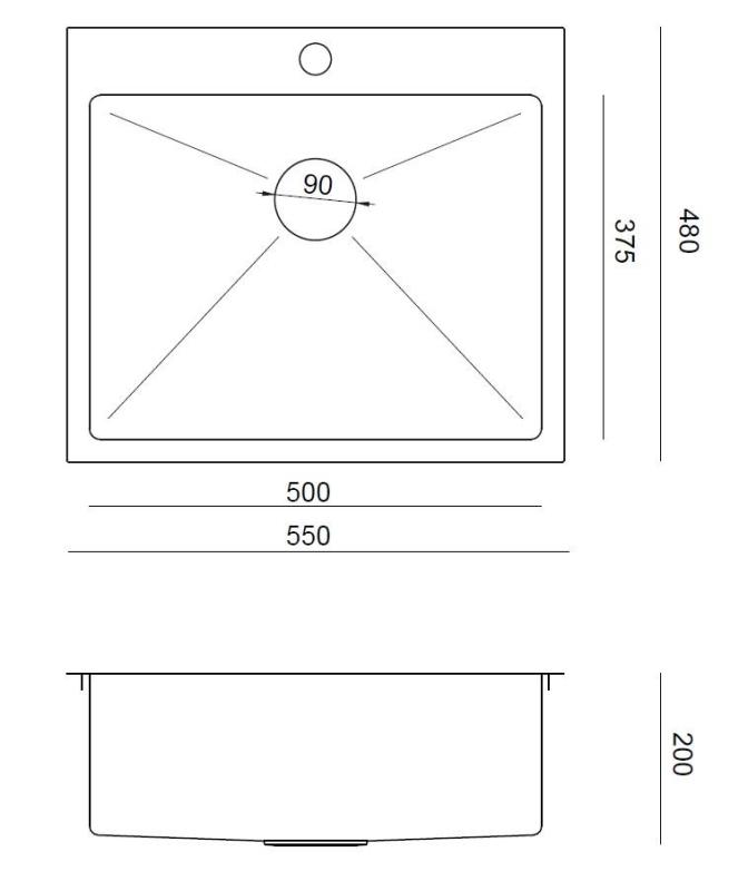 Aquadesign Clara Zlewozmywak Miedziany 55x48cm Nablatowy lub Wpuszczany z Półką na Baterię i Miedzianym Korkiem - 1208969505