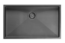 Aquadesign Zara Zlewozmywak Gun metal 74x44cm Podwieszany, Zintegrowany i Nablatowy z Korkiem Gun metal - 1208969508