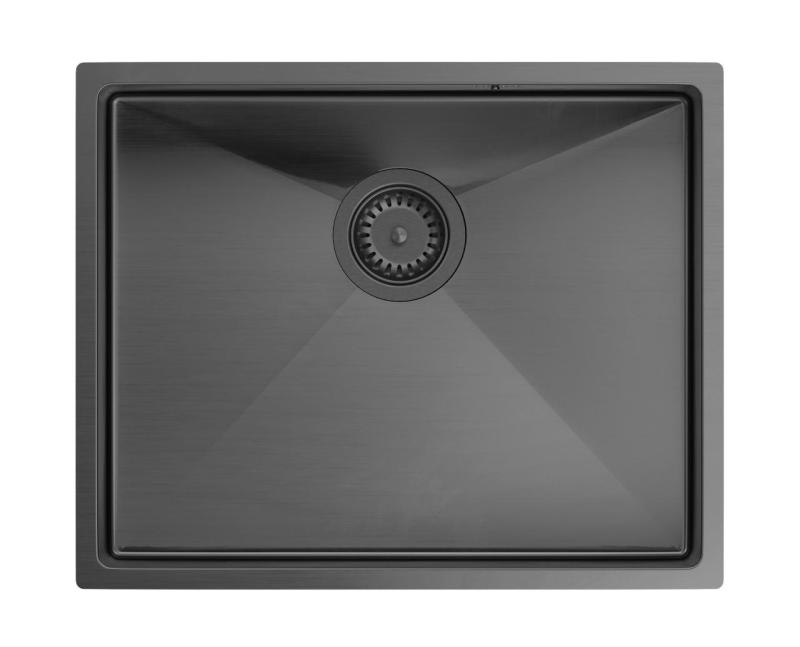 Aquadesign Zara Zlew Gun metal 54x44cm Podwieszany, Nablatowy i Montowany na Blat z Gun metal Korkiem - 1208969511