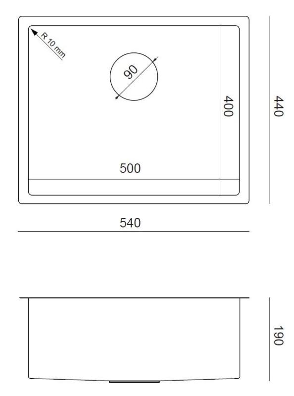 Aquadesign Zara Zlew Złoty 54x44cm Podwieszany, Płaski i Nablatowy z Złotym Korkiem - 1208969512