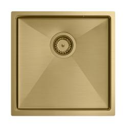 Aquadesign Zara Zlewozmywak Złoty 44x44 cm Podwieszany, Wpuszczany i Nadblatowy z Złotym Korkiem - 1208969514