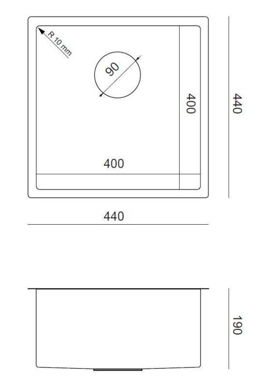 Aquadesign Zara Zlewozmywak Złoty 44x44 cm Podwieszany, Wpuszczany i Nadblatowy z Złotym Korkiem - 1208969514