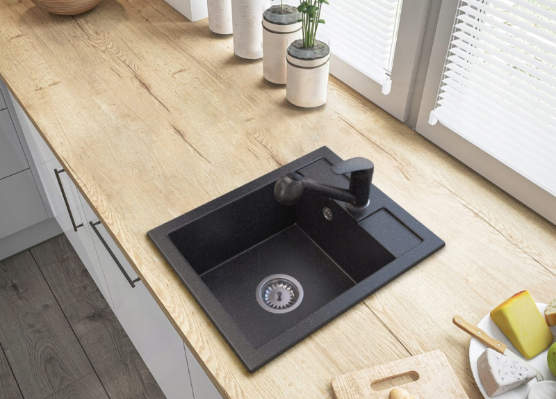 Graniteland Rhea Baterie Kuchenna w Wyglądzie Kamienia Arduin z Wyciąganą Wylewką i Ręcznym Prysznicem o Podwójnej Funkcji 1208969536