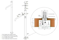 Waterevolution Flow wolnostojąca bateria umywalkowa PVD Szczotkowane Jasne Złoto T113WGE