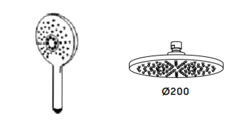 Waterevolution Flow termostatyczna trójdrożna bateria prysznicowa z deszczownicą i okrągłą rączką prysznicową, czarna T131TNRPR