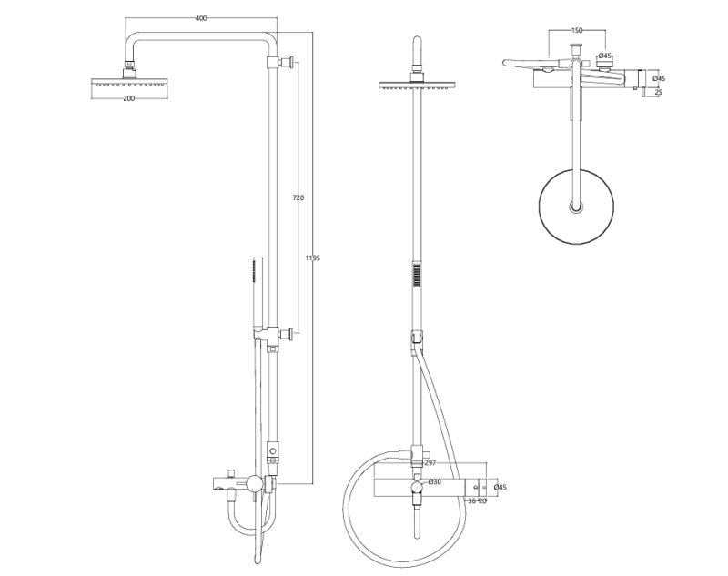 Waterevolution Flow termostatyczna trzydrogowa bateria prysznicowa z głowicą natryskową 250mm i okrągłym prysznicem ręcznym w kolorze jasnego złota T131TNR25WGE