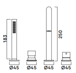 Waterevolution Flow 4-otworowa bateria wannowa do montażu na brzegu wanny, szczotkowany mosiądz naturalny H T138HLE